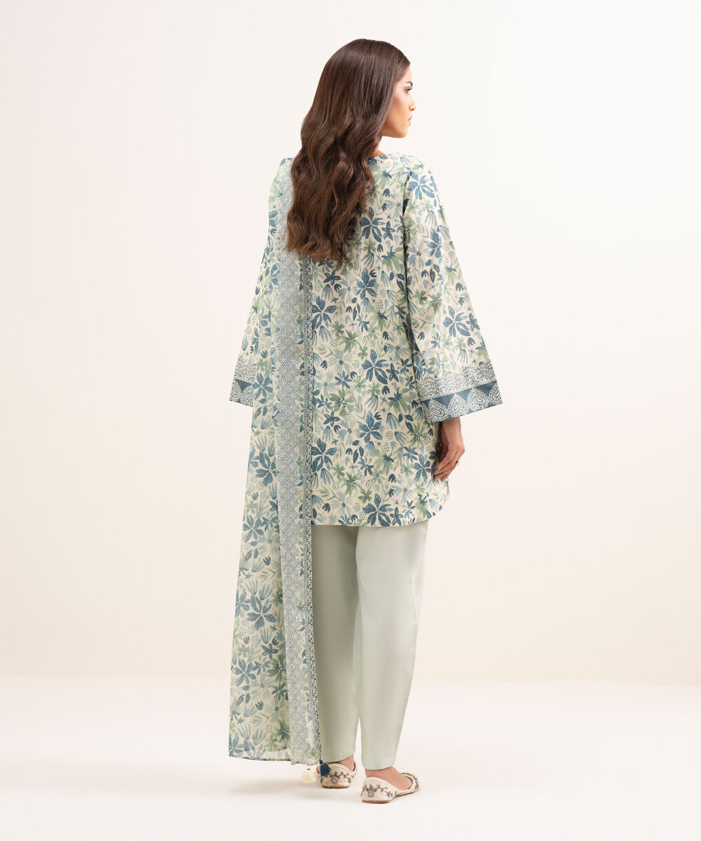 Women's Unstitched Lawn Printed Grey 3 Piece Suit