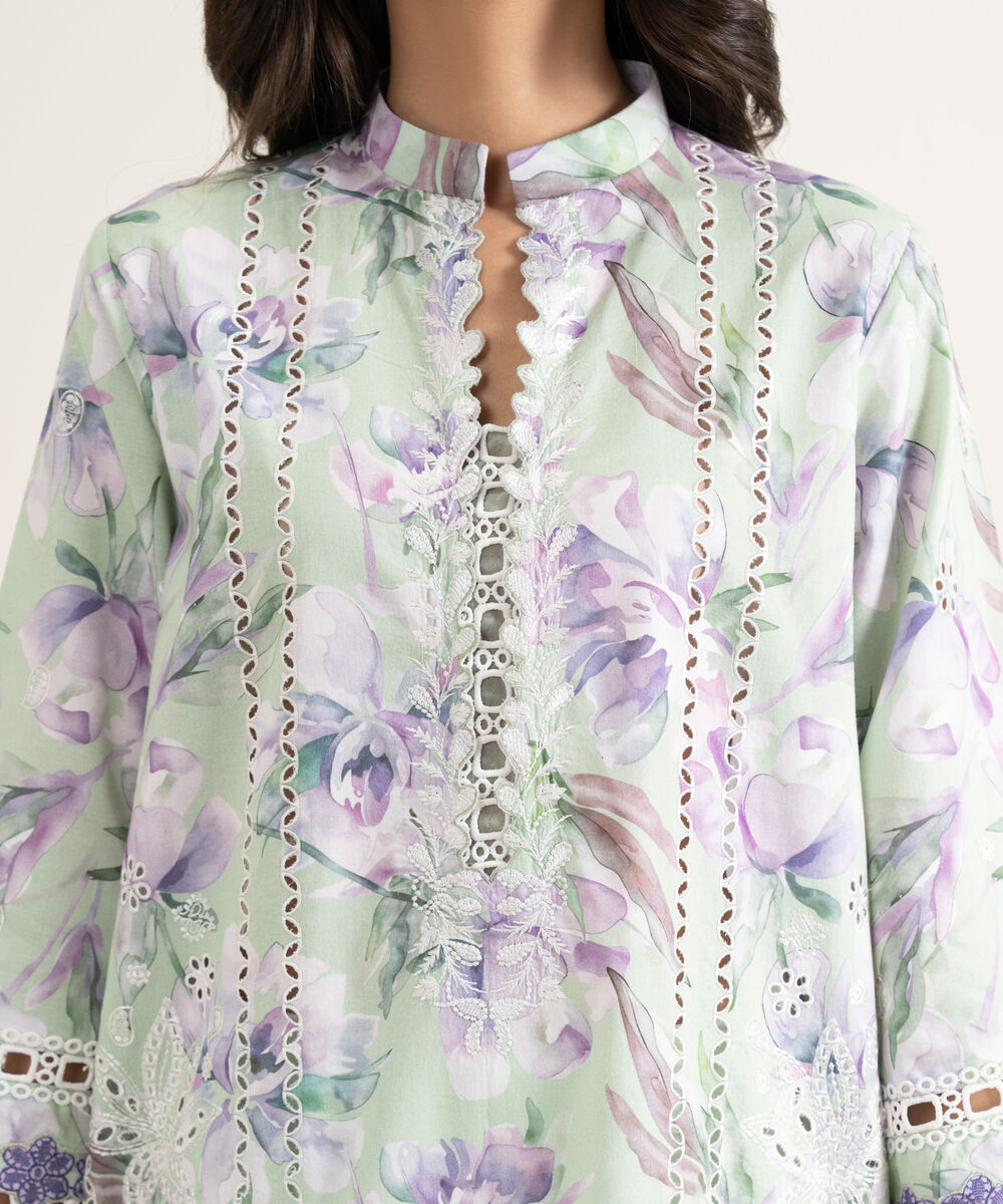 Women's Unstitched Lawn Embroidered Purple 3 Piece Suit