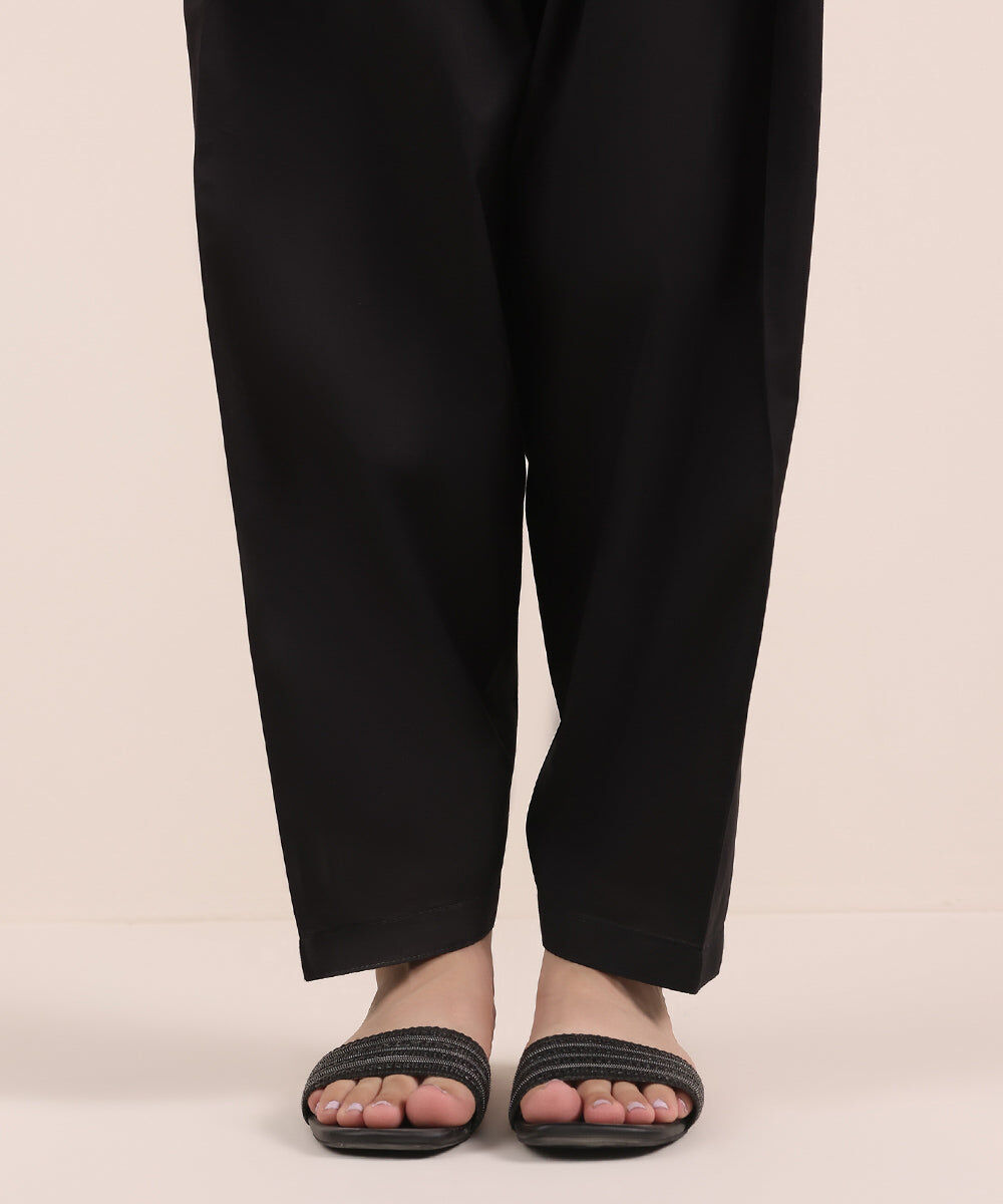 Woman - Black Solid Cambric Shalwar