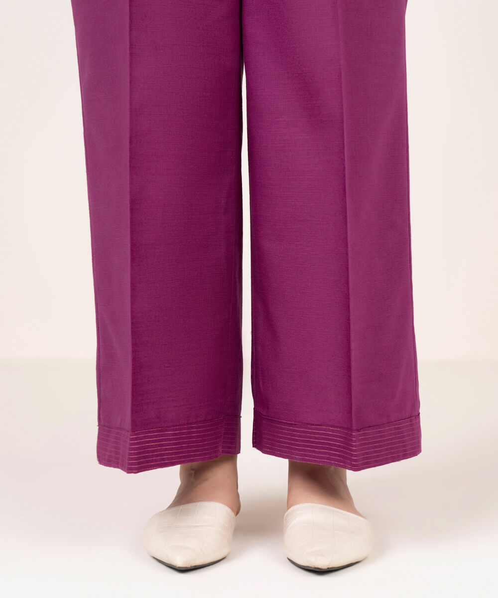 Women's RTW Cotton Solid Purple Culottes