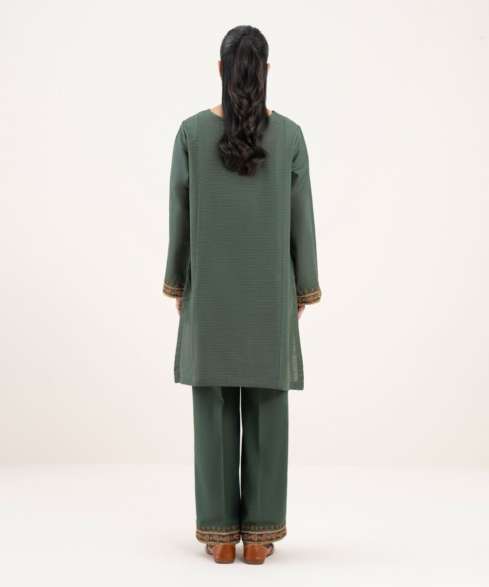 Women's RTW Zari Cotton Embroidered Straight Black Shirt