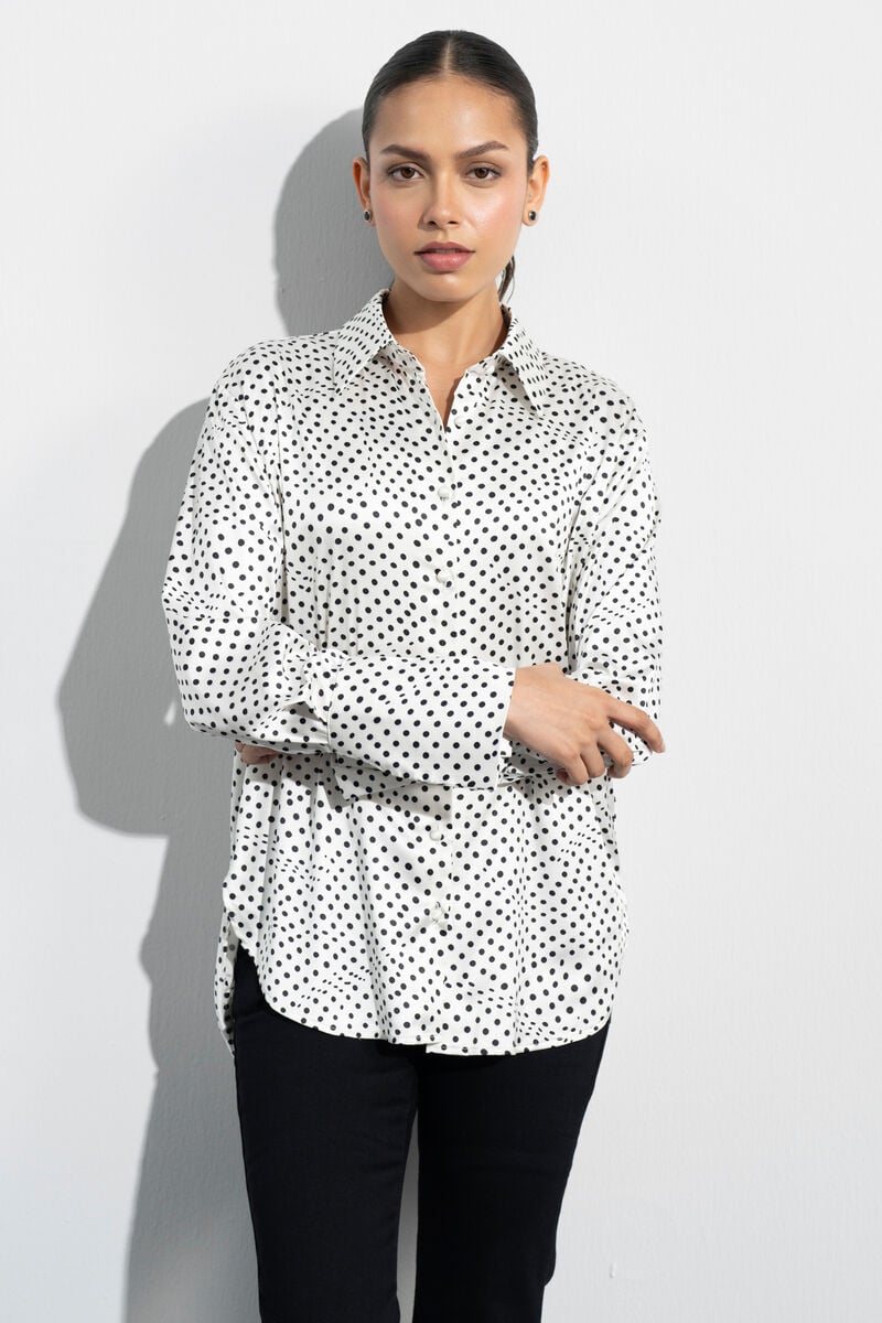 Polka Dot Satin Shirt
