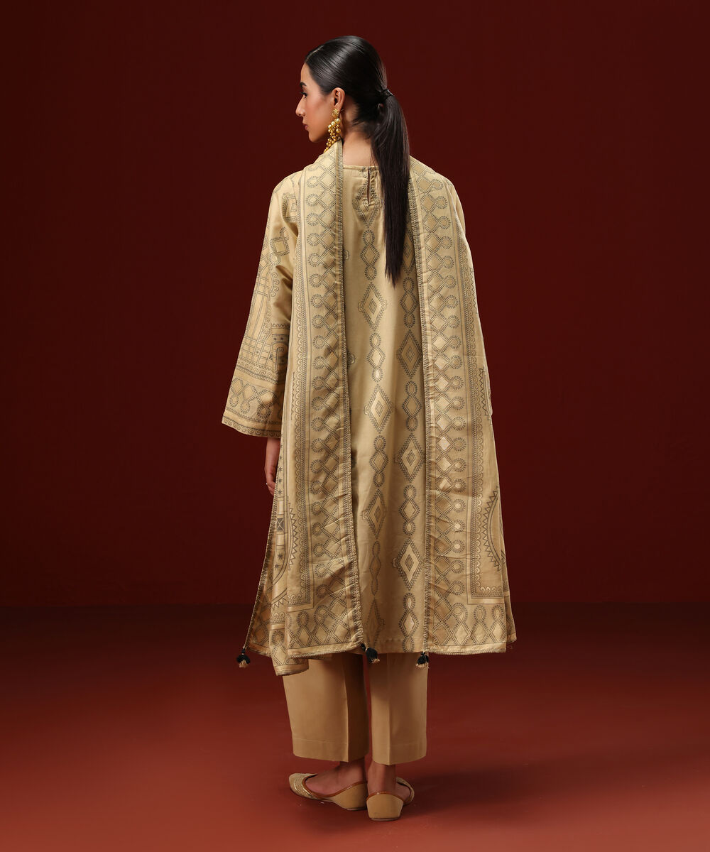 Women's RTW Extra Weft Jacquard Golden Solid A-Line Shirt