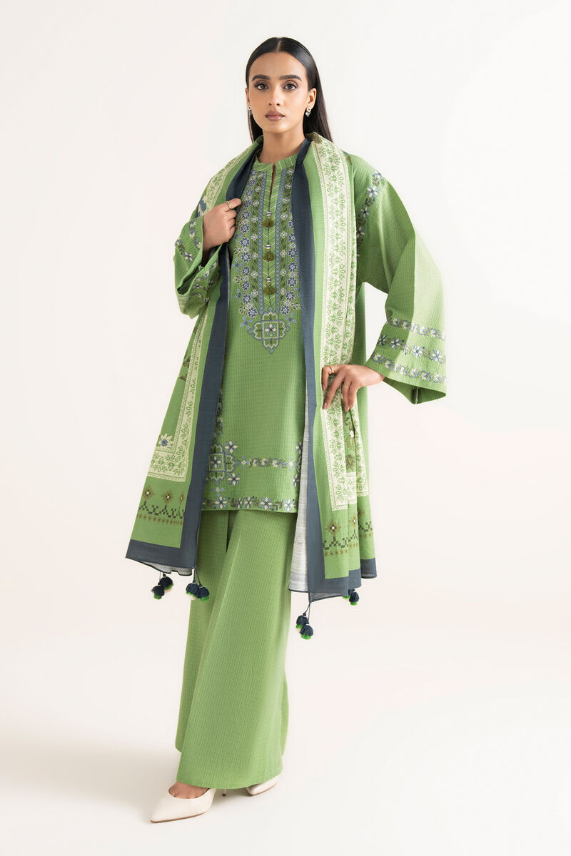 3 Piece - Embroidered Dobby Suit