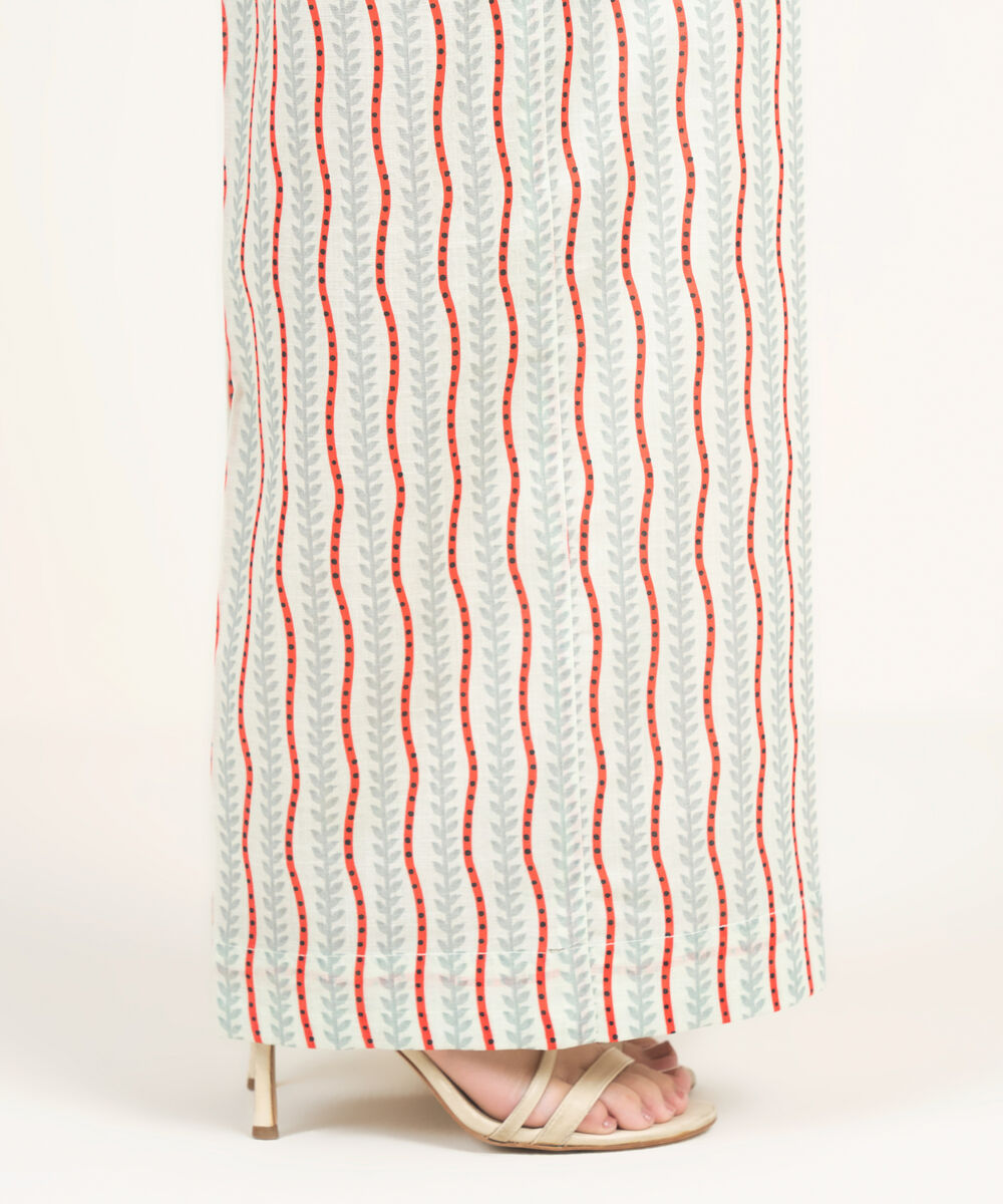 Women's RTW Crosshatch Printed White Culottes