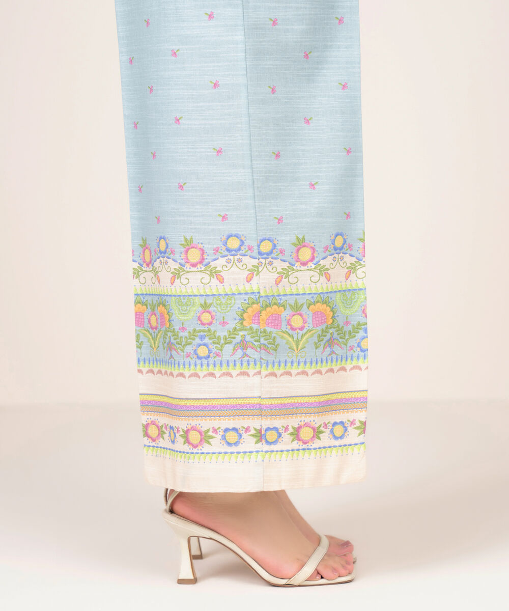 Women's RTW Khaddar Printed Blue Culottes