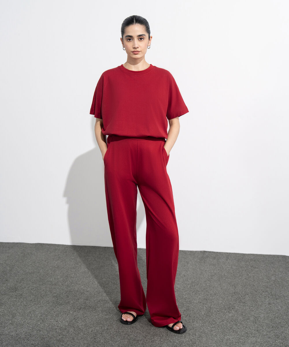 Women's Western Wear Red Pull-On Jersey Trousers