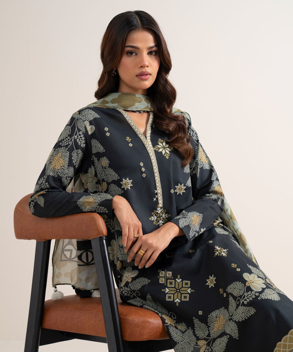 3 Piece - Printed Lawn Suit — Sapphire view 4