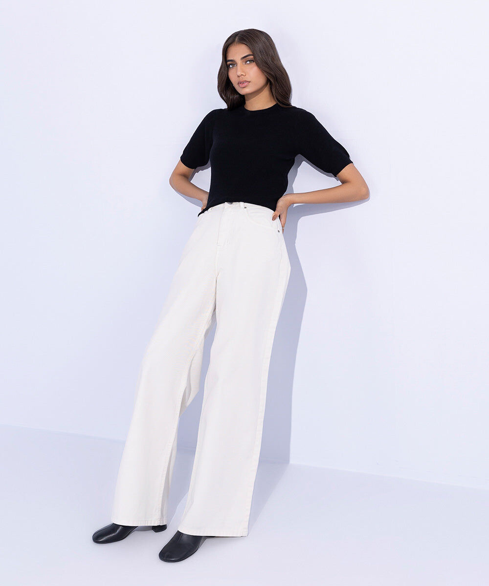 Women's  Black Twill Slouchy Trousers