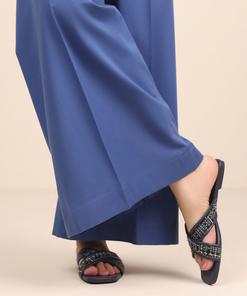 Women's RTW Cambric Blue Dyed Flared Pants