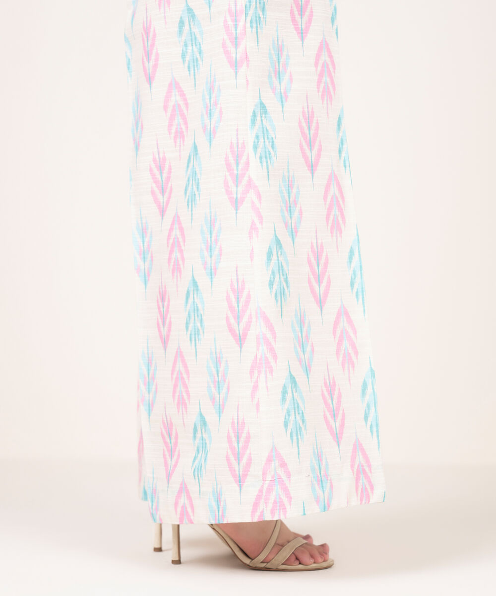 Women's RTW Light Khaddar Printed Off White Flared Pants