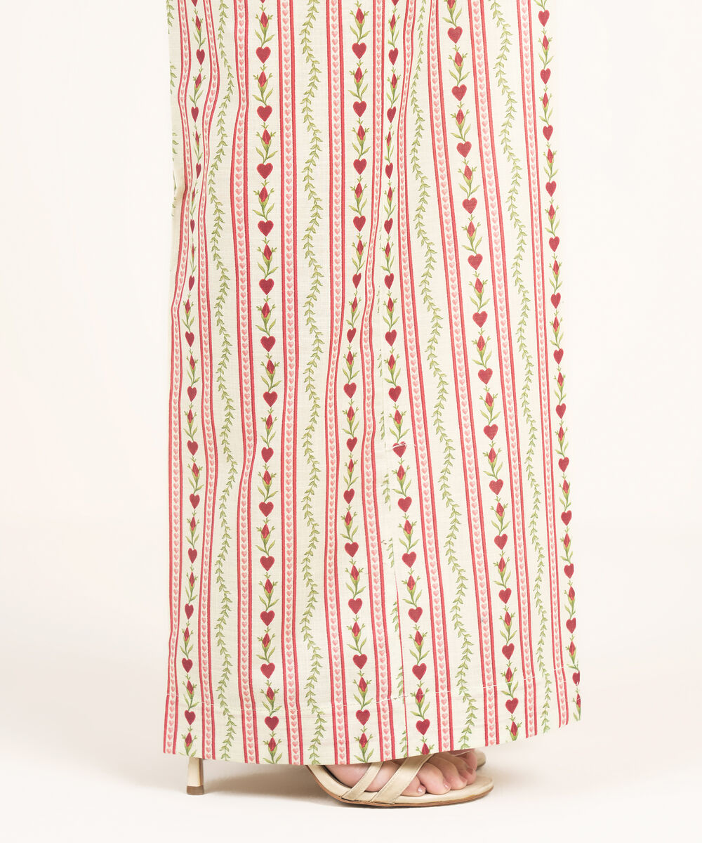 Women's RTW Crosshatch Printed Off White Flared Pants