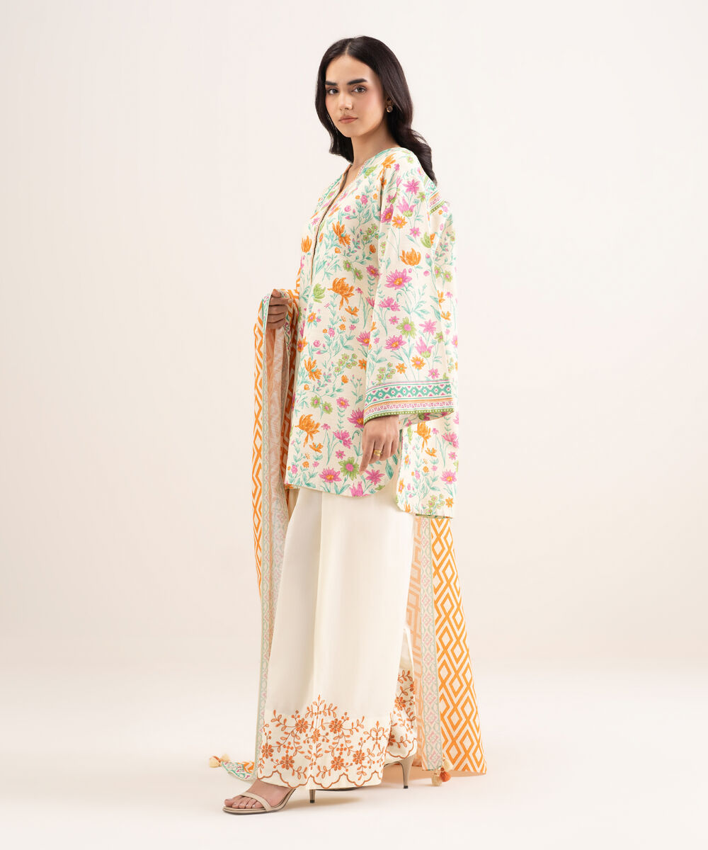 Women's Unstitched Lawn Multi Embroidered 3 Piece Suit