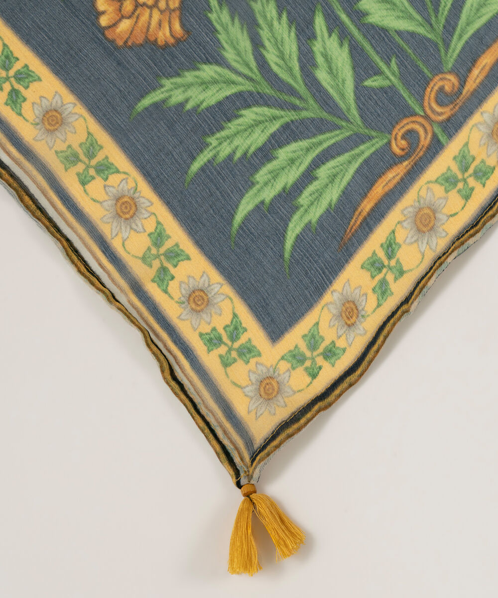 Blended Chiffon Printed Dark Blue Dupatta