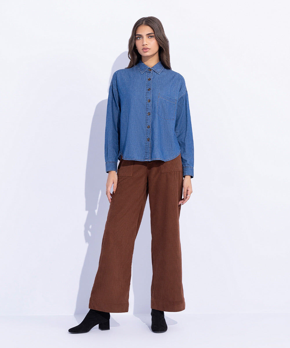 Woman - Blue Light Weight Denim Shirt