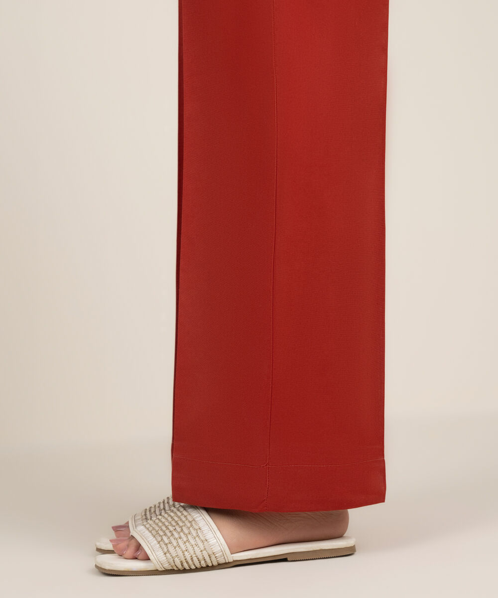 Women's RTW Cambric Solid Rust Straight Pants