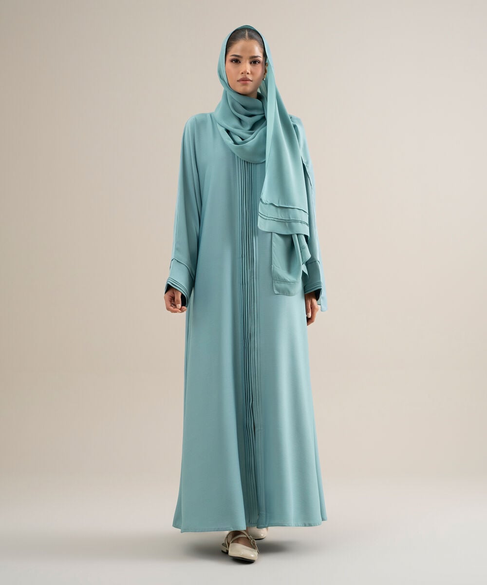 Women's Polyster Blue Kimono Abbaya Set