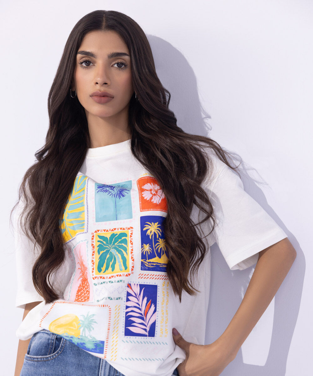 Women's Western Wear Multi Loose Fit Graphic T-Shirt