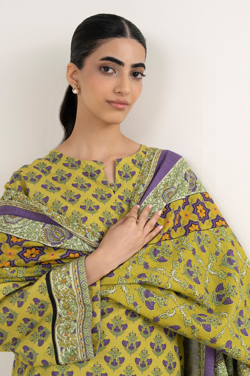 3 Piece - Printed Khaddar Suit