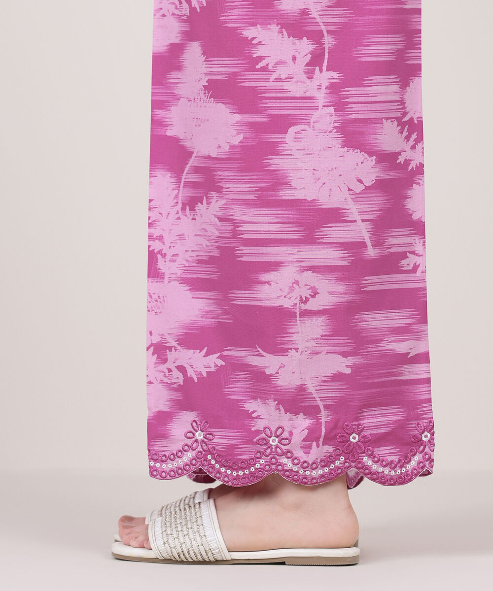 Women's RTW Cambric Pink Embroidered Culottes