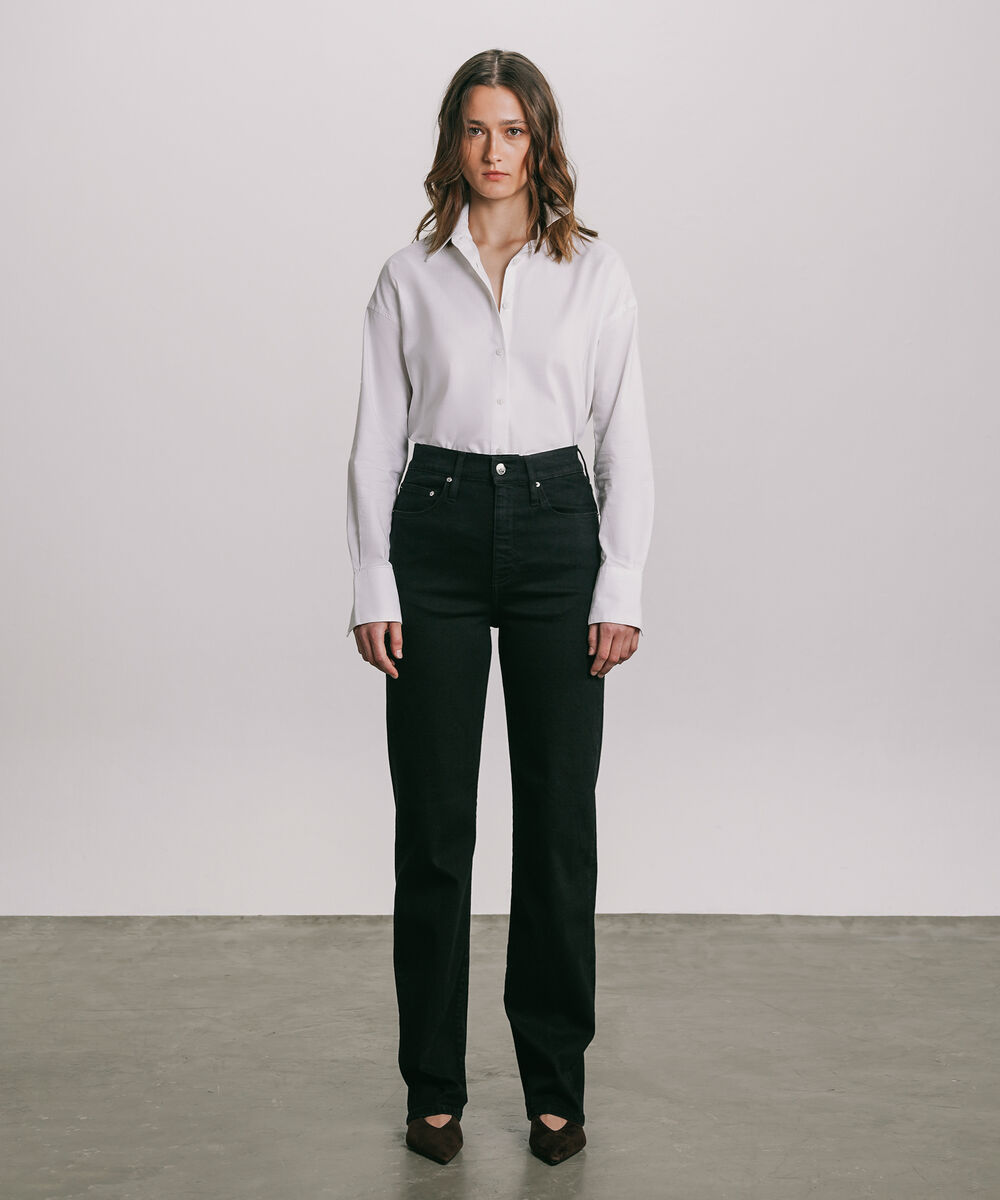 Women's Western Wear Black High Rise Straight Jeans