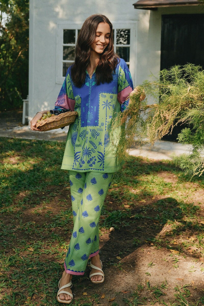 Printed Cambric Straight Pants