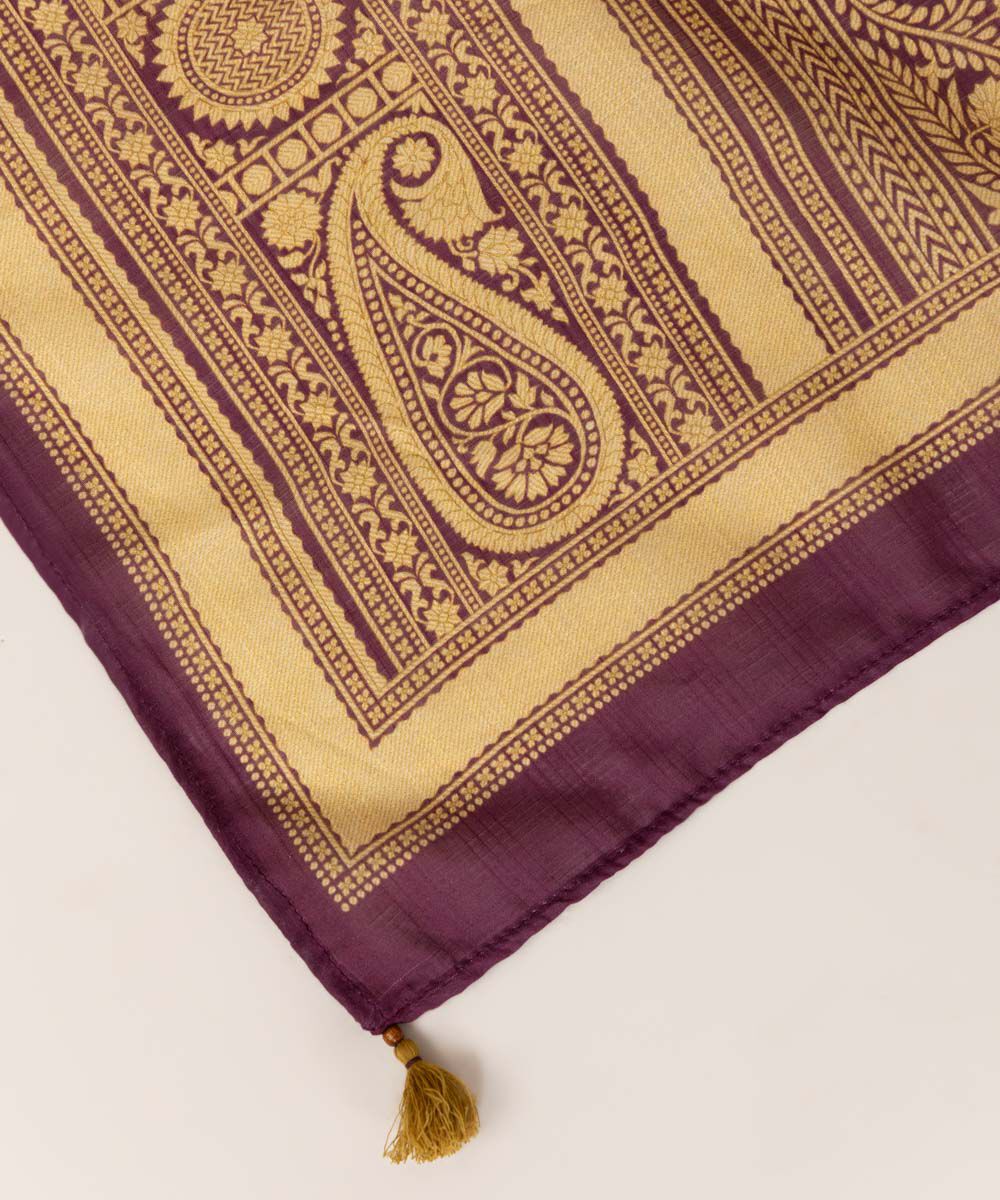 Textured Voile Purple Printed Dupatta