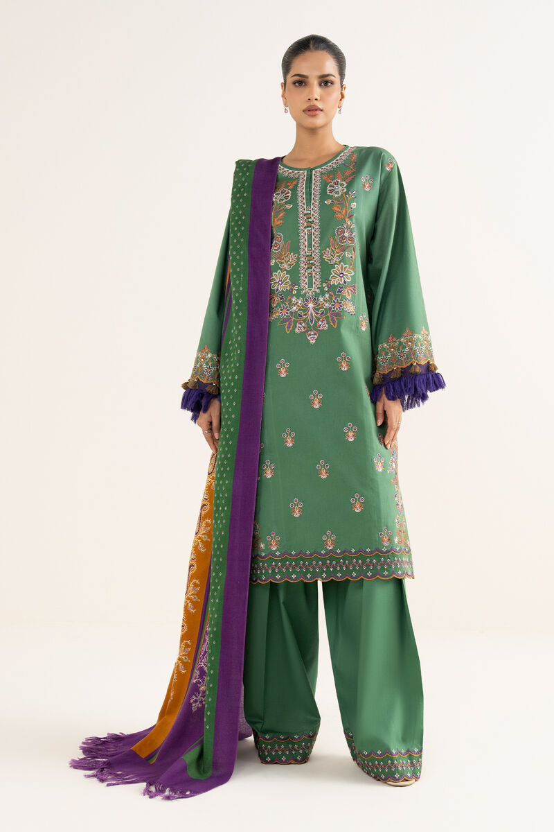 3 Piece - Embroidered Twill Suit