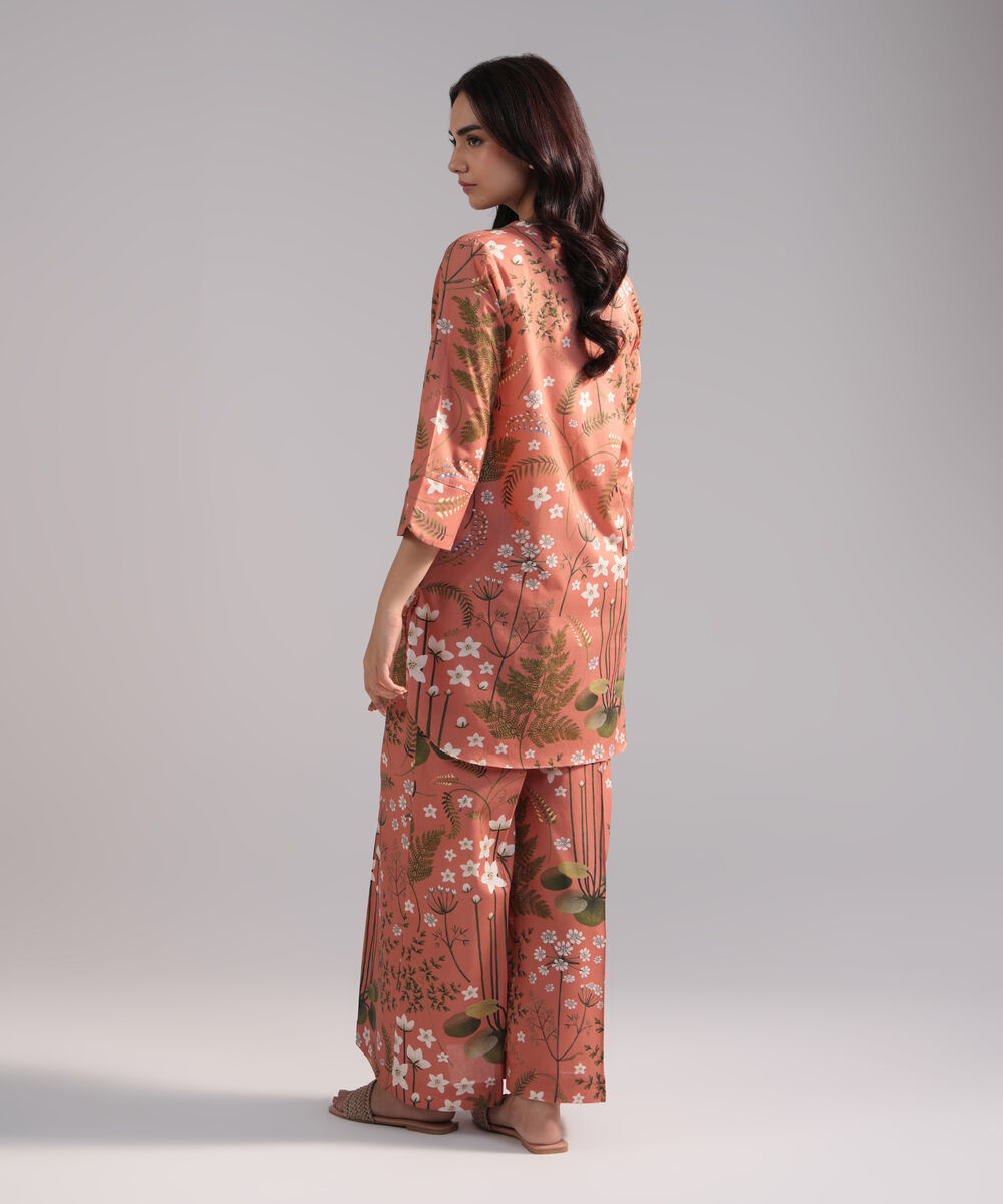 Women's RTW Lawn Printed Terracotta 2 Piece Suit