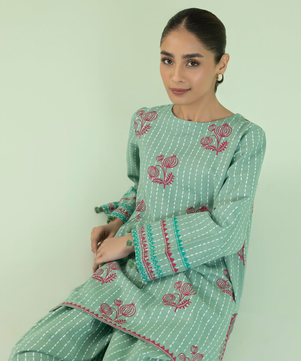 Block Printed Khaddar Shirt