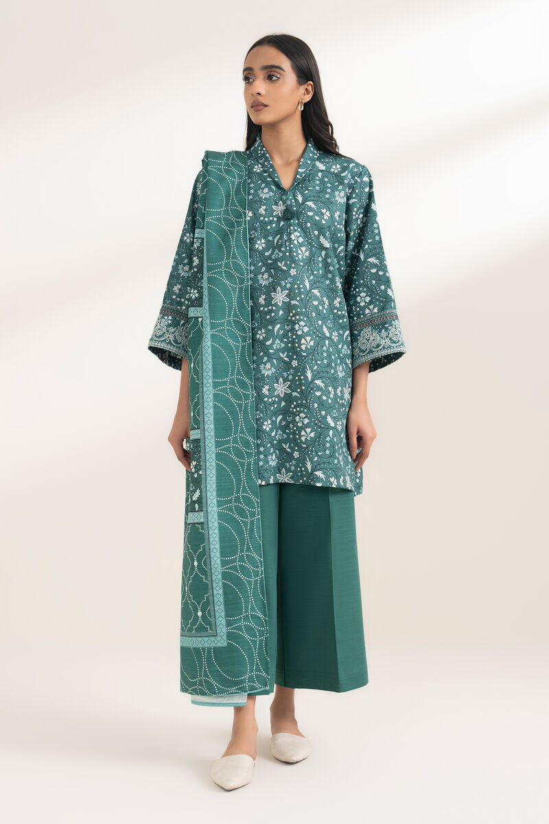 3 Piece - Embroidered Khaddar Suit