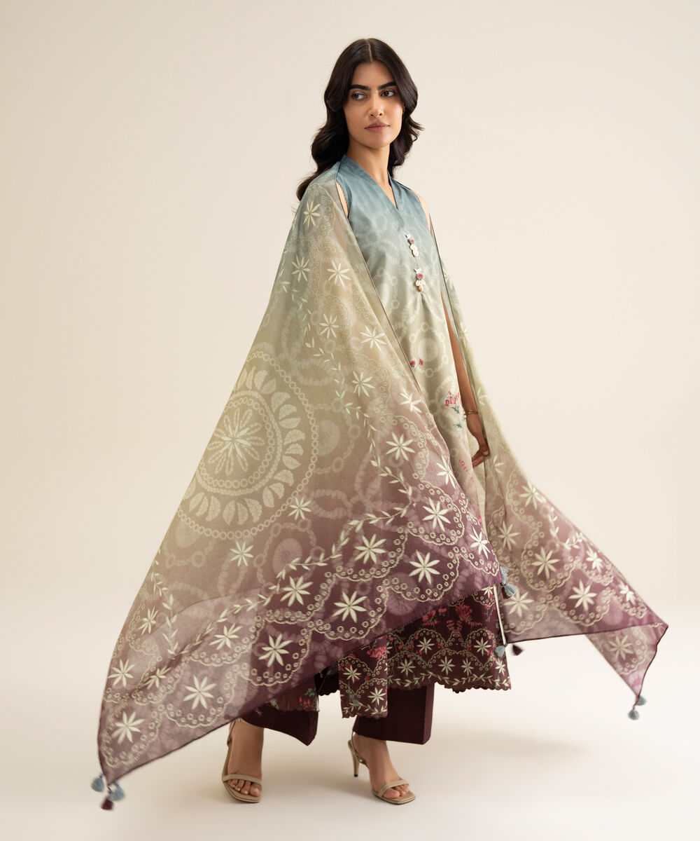 Women's Unstitched Cotton Printed Multi 3 Piece Suit