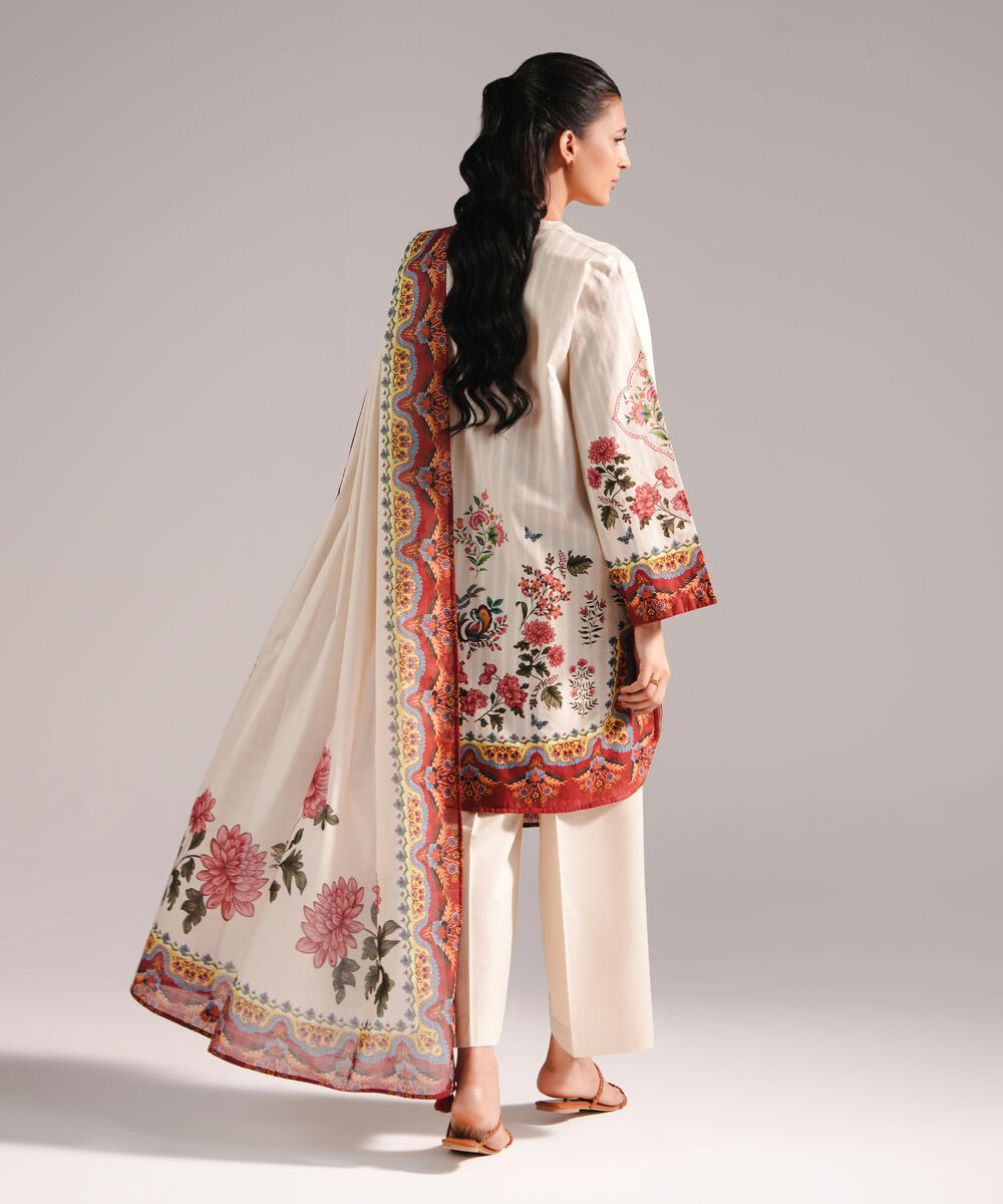 Women's RTW Leno Kara Printed Beige 3 Piece Suit