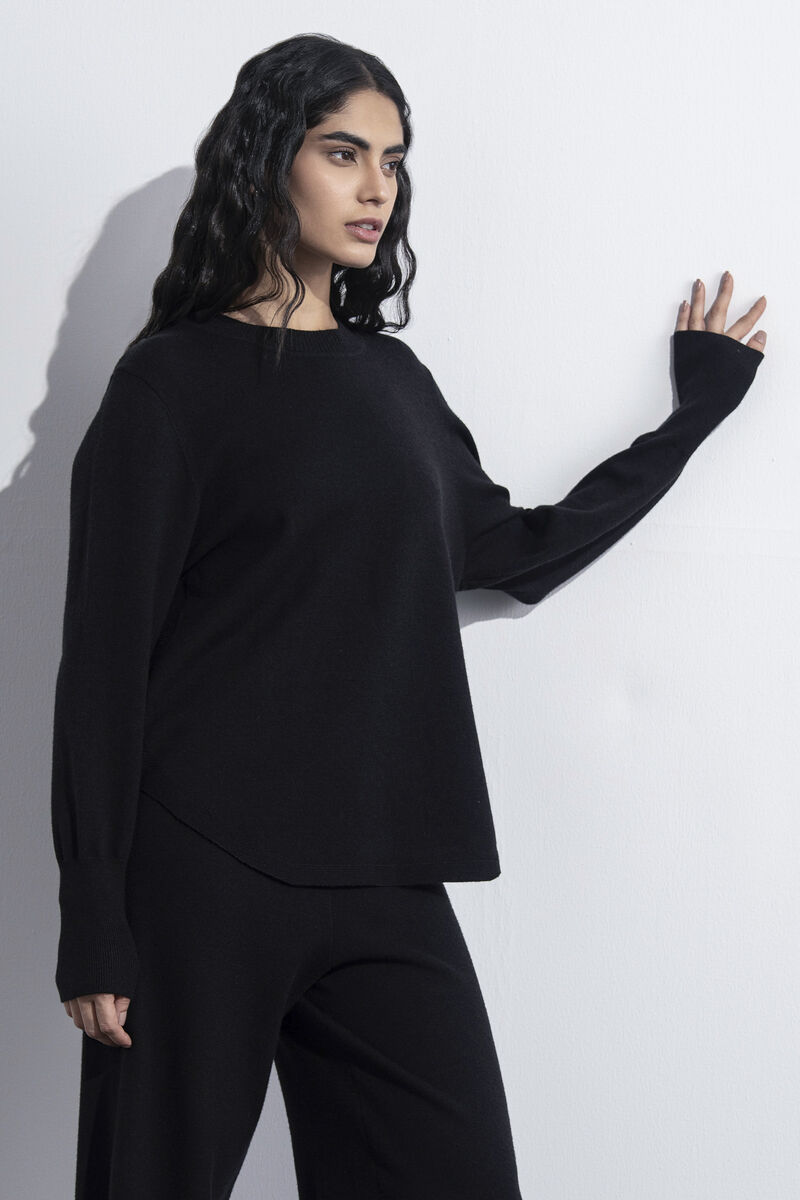 Knit Sweater With Round Hem