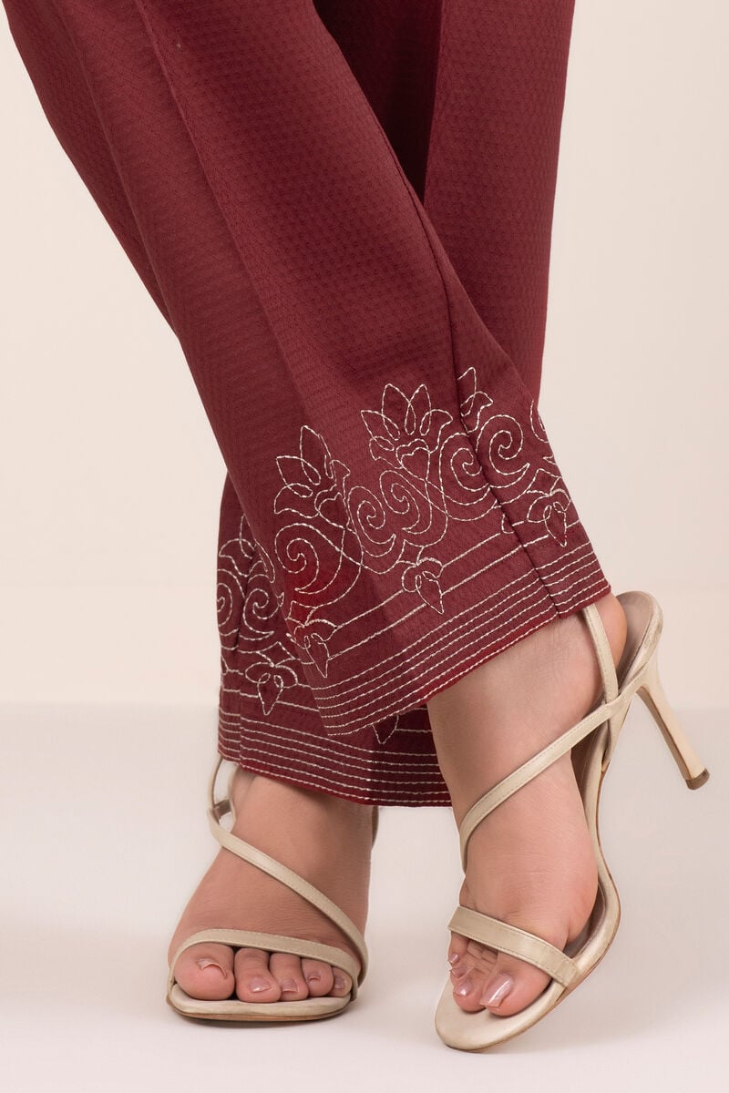 Embroidered Dobby Straight Pants