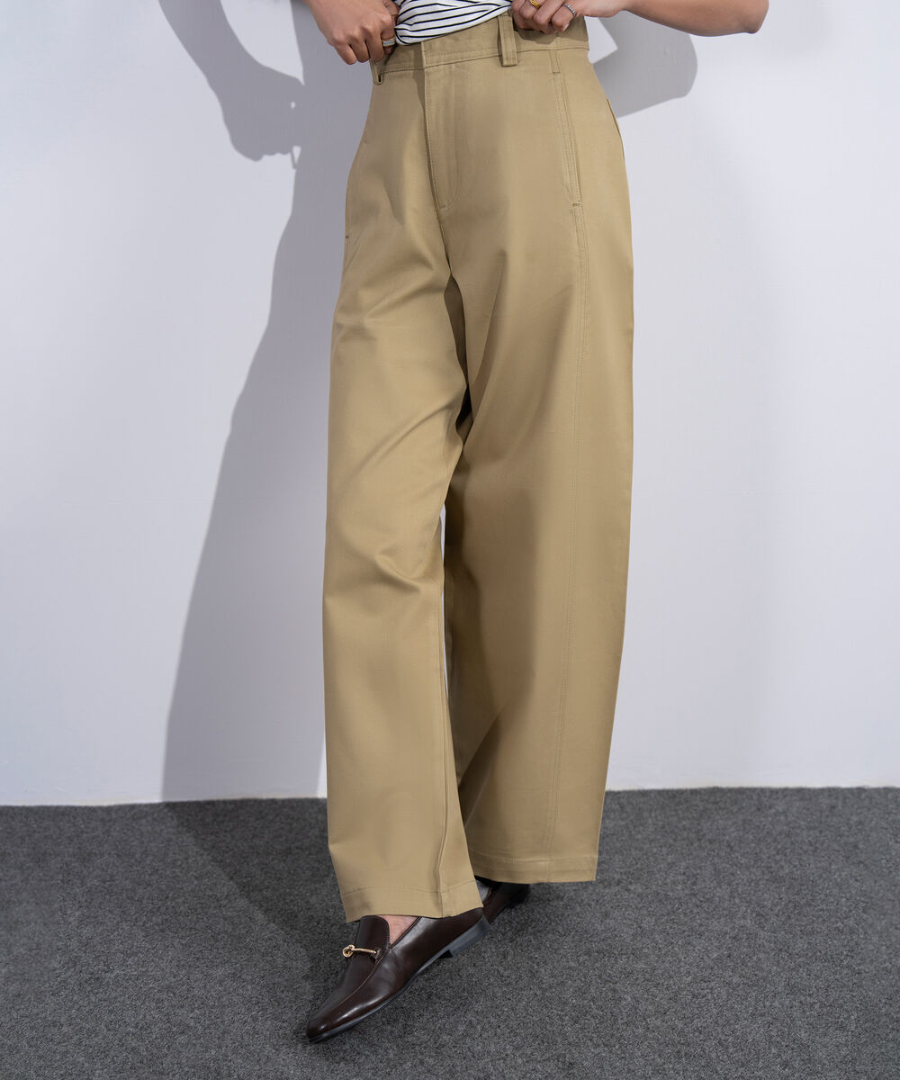 Women's Western Khaki Barrel Fit Chino Trousers