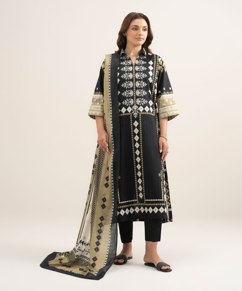 Textured Voile Printed Dupatta