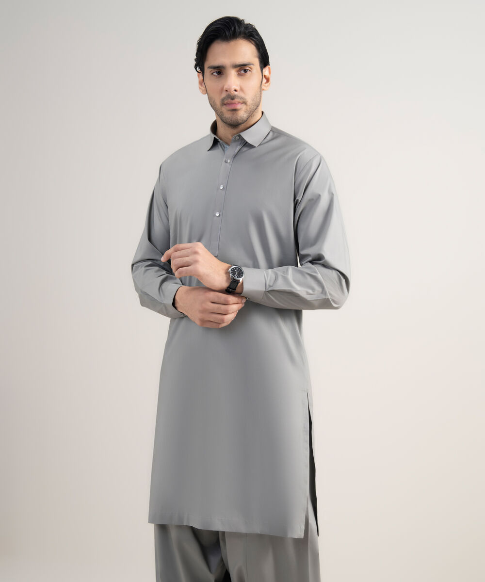 Men's Stitched Luxury Cotton Medium Grey Suit