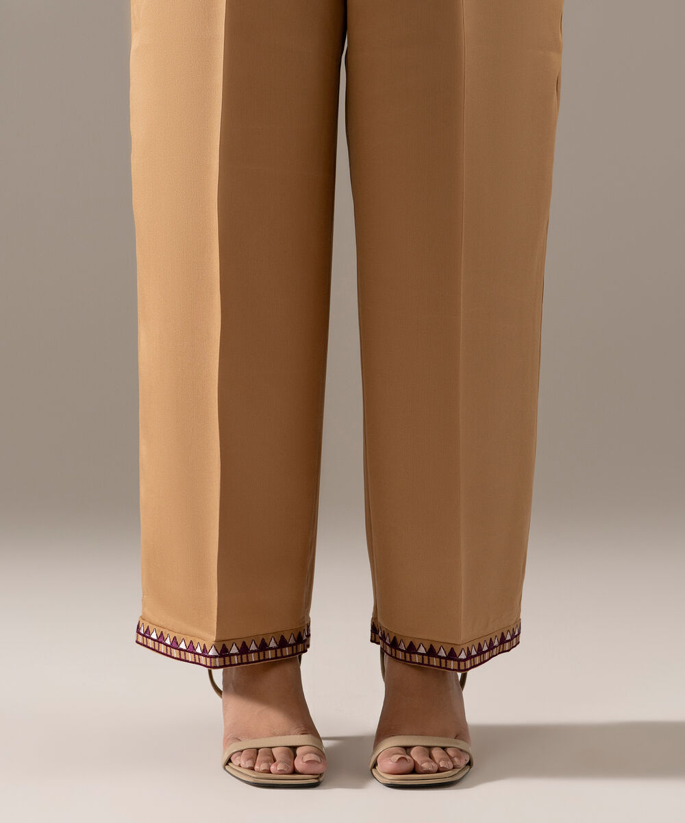 Women's RTW Bedford Solid Dark Beige Shalwar