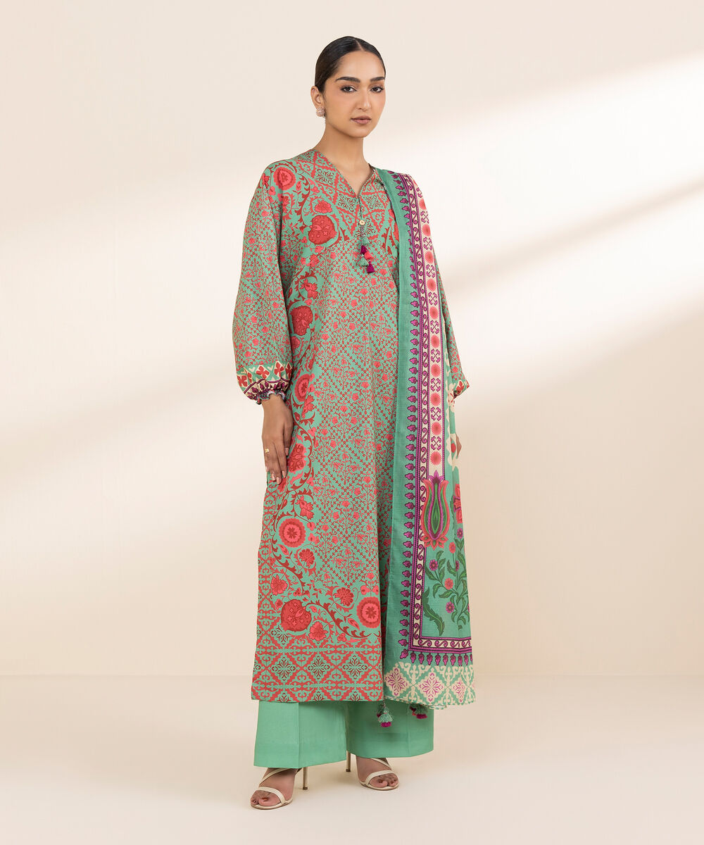 Women's Unstitched Lawn Printed Multi 3 Piece Suit