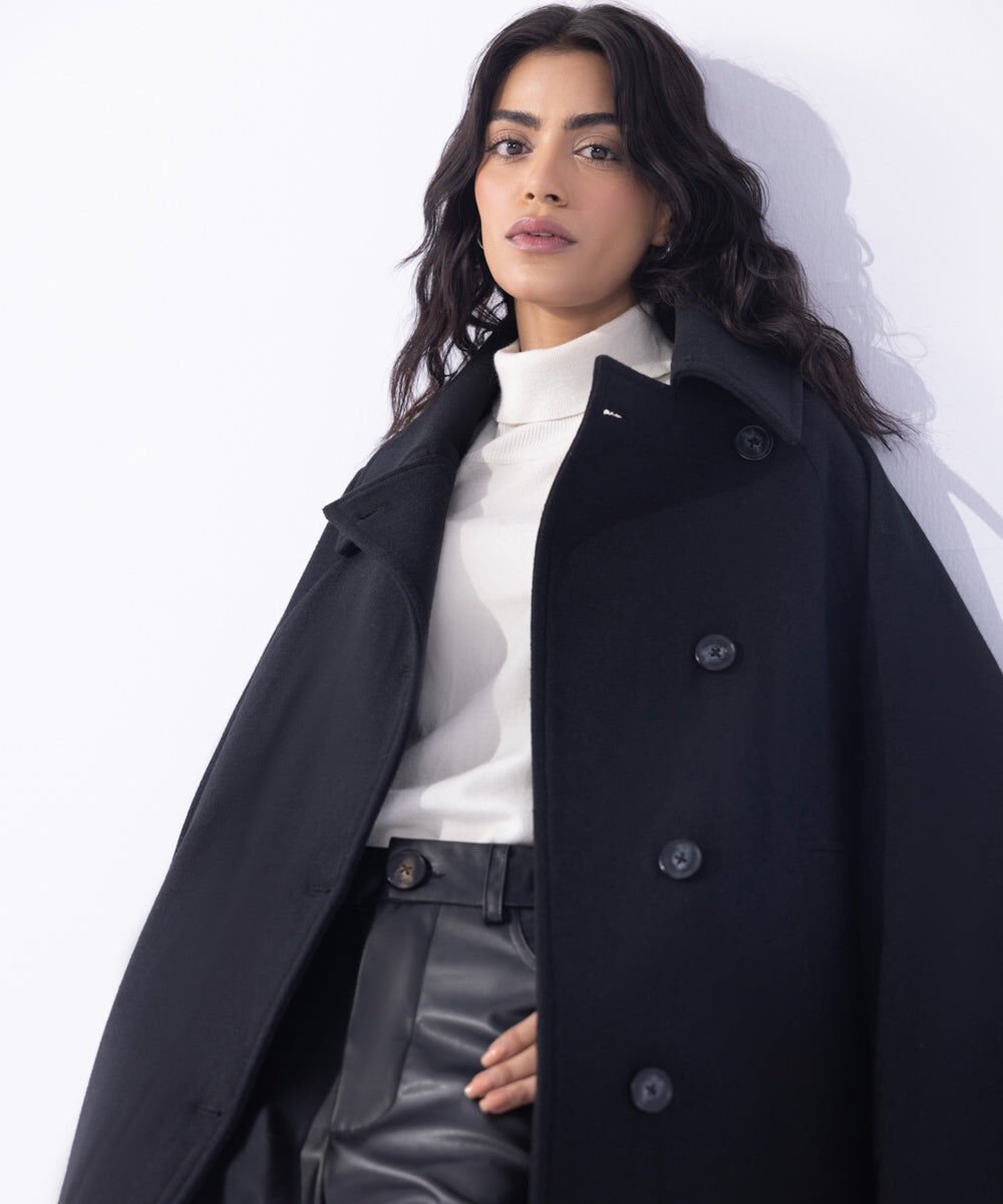 Cape Coat Woman - Black Cape Coat