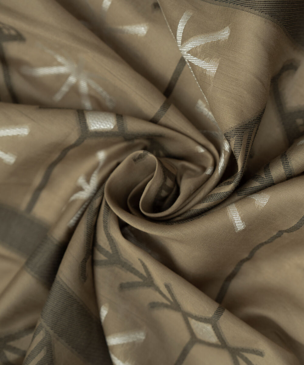 Extra Weft Jacquard Brown Solid Dupatta
