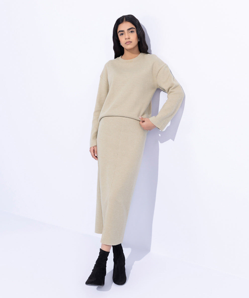 Woman - Off White Ribbed Skirt