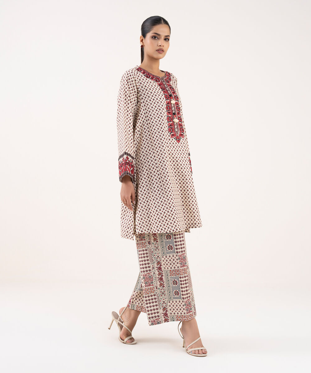 Women's RTW Cambric Off White Embroidered A-Line Shirt