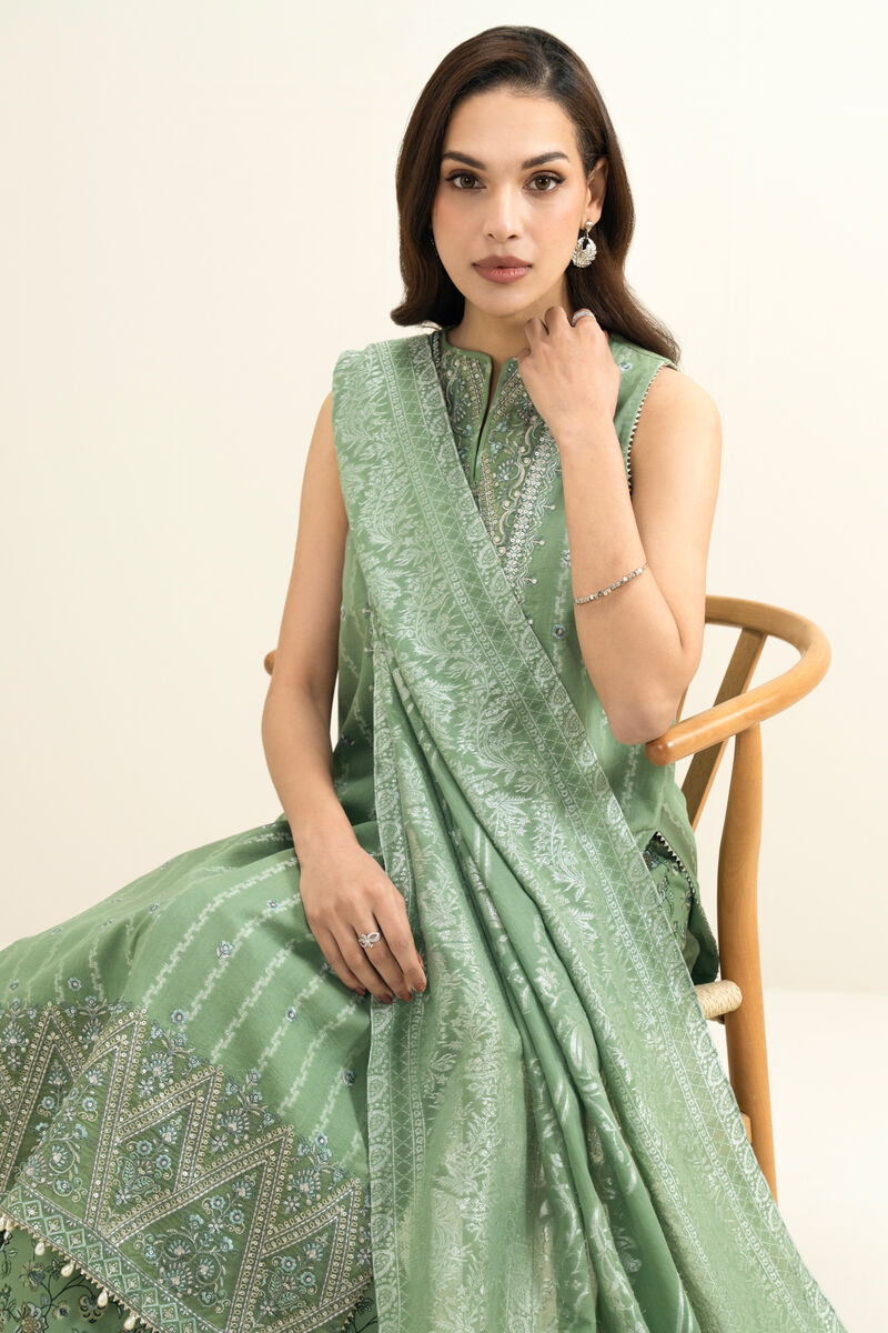 3 Piece - Embroidered Jacquard Suit