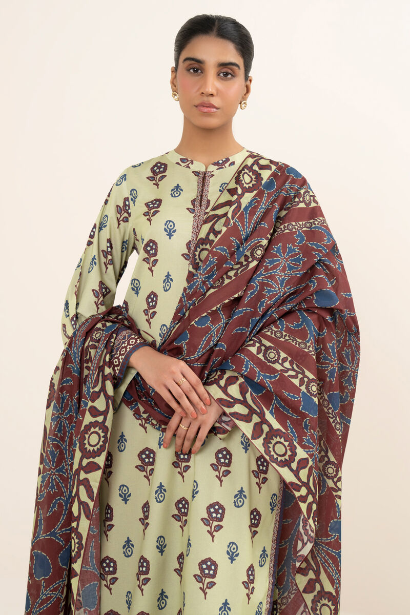 3 Piece - Printed Cotton Suit