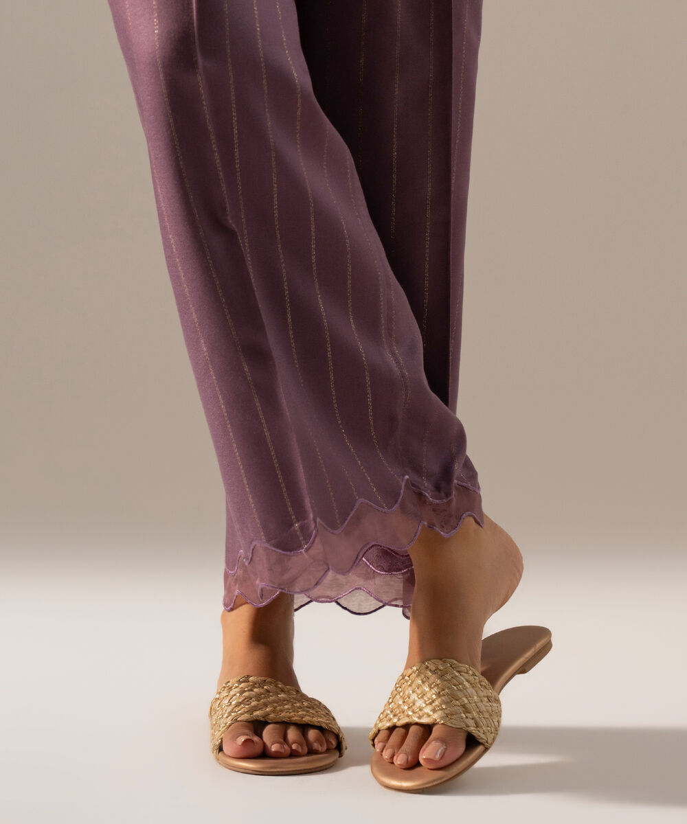 Women's RTW Dobby Crepe Lurix Solid Purple Culotte