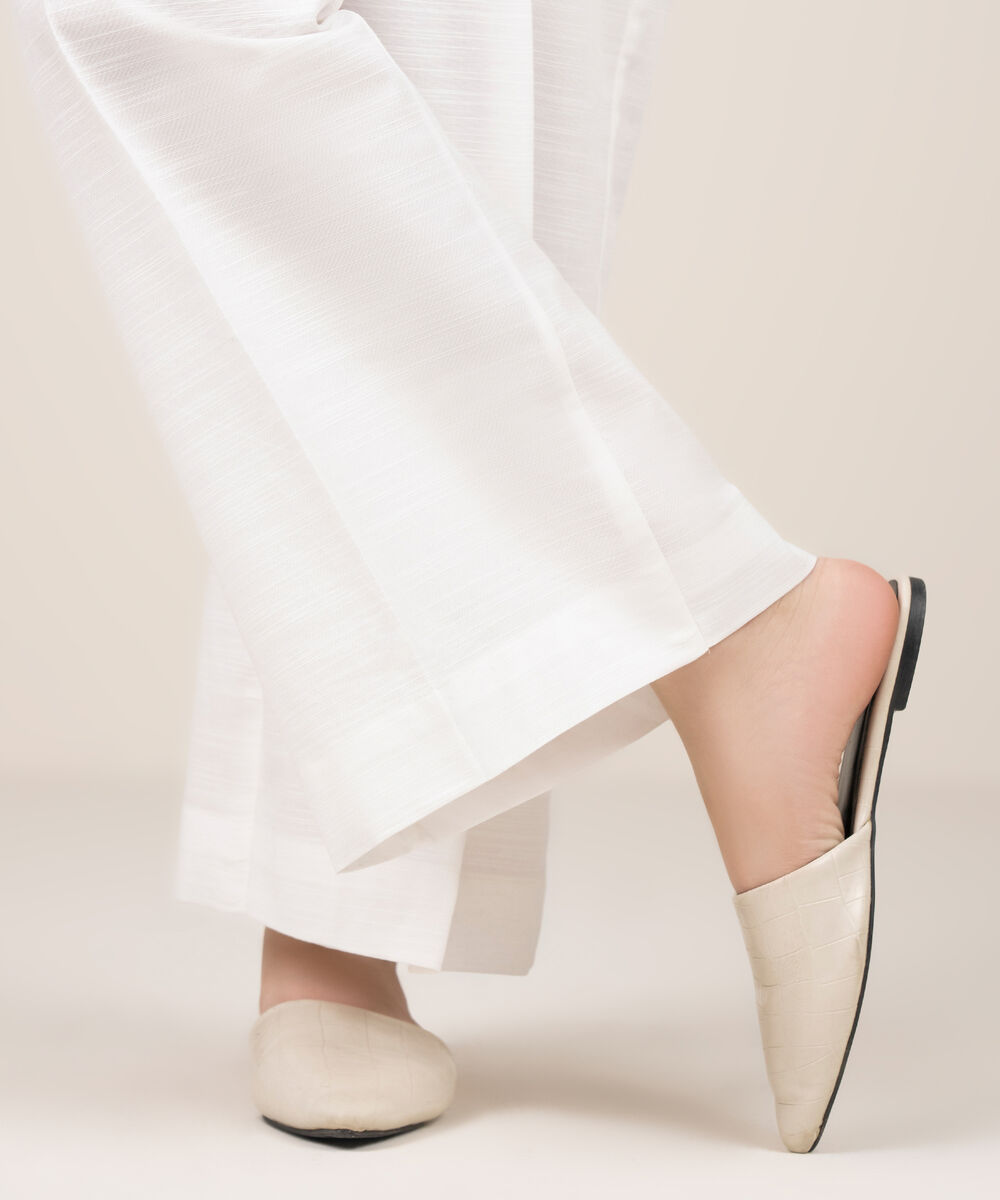 Women's RTW Khaddar Solid White Culottes