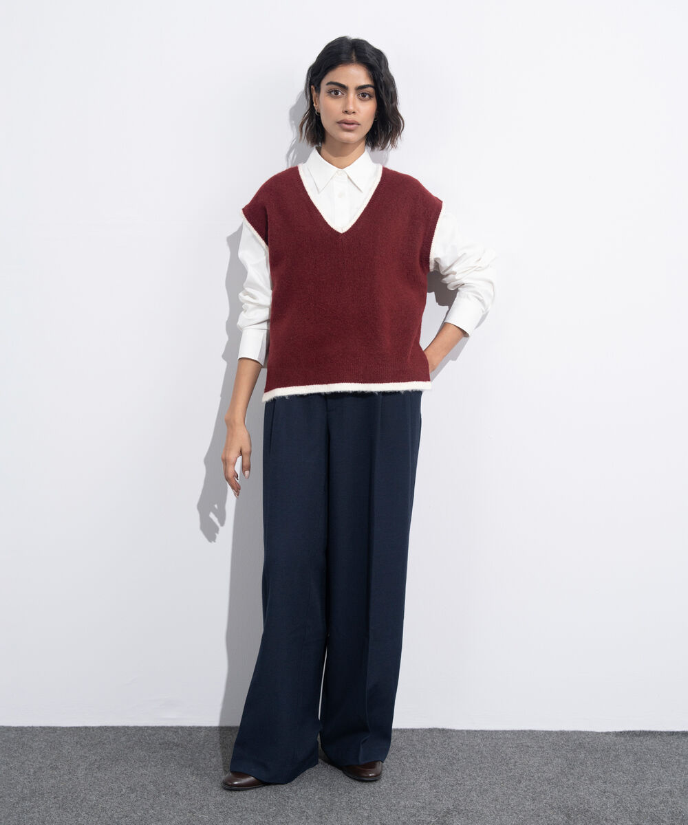 Women's Western Wear Blue Tailored Straight Fit Trousers