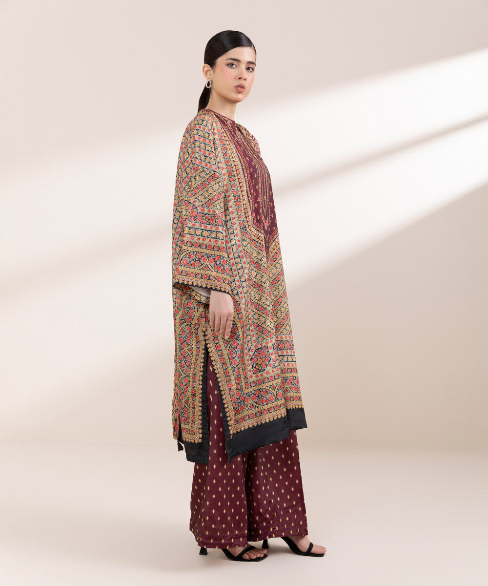 Women's Pret Blended Grip Red Printed Three Piece Suit